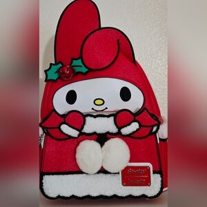 Loungefly Sanrio My Melody Holiday Cosplay Mini Backpack Christmas Santa Red NEW